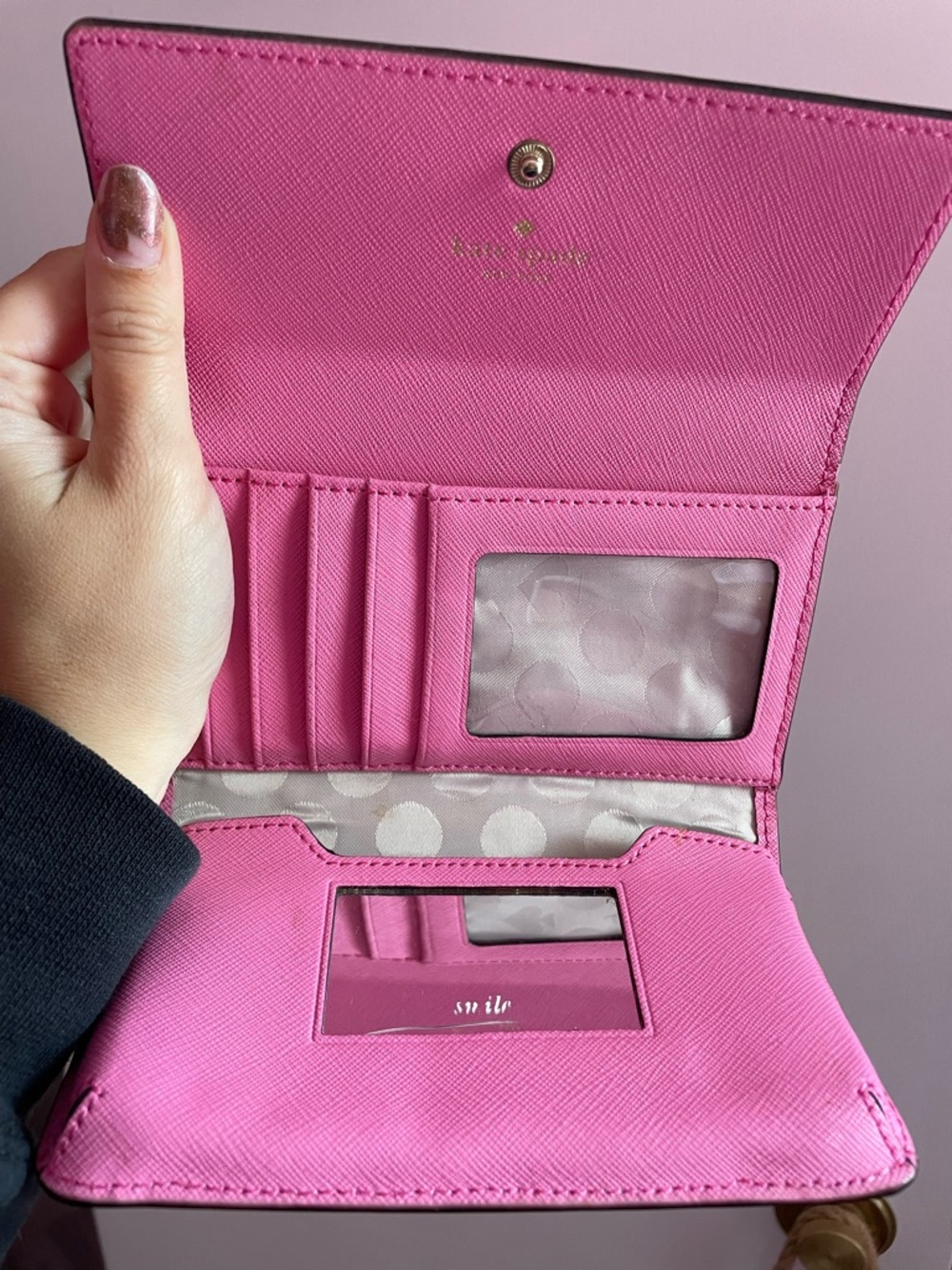 kate spade hot pink Saffiano leather wallet wristlet - Picture 3 of 5
